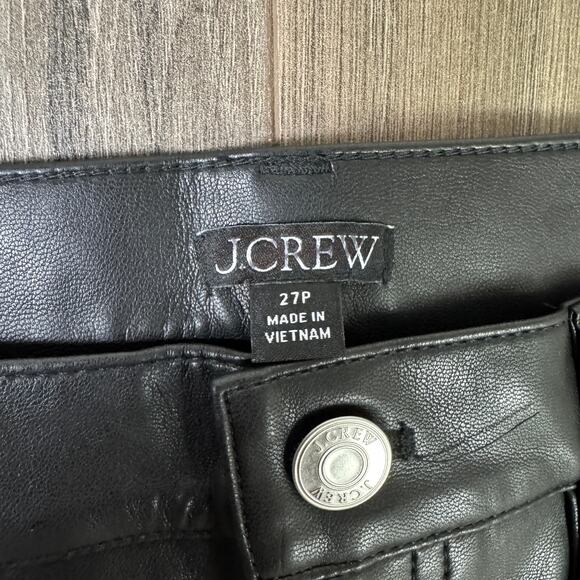 J.Crew Slim Wide-leg Faux Leather Pants Womens 27P Black Mid-Rise Crop Stretchy - Picture 3 of 6